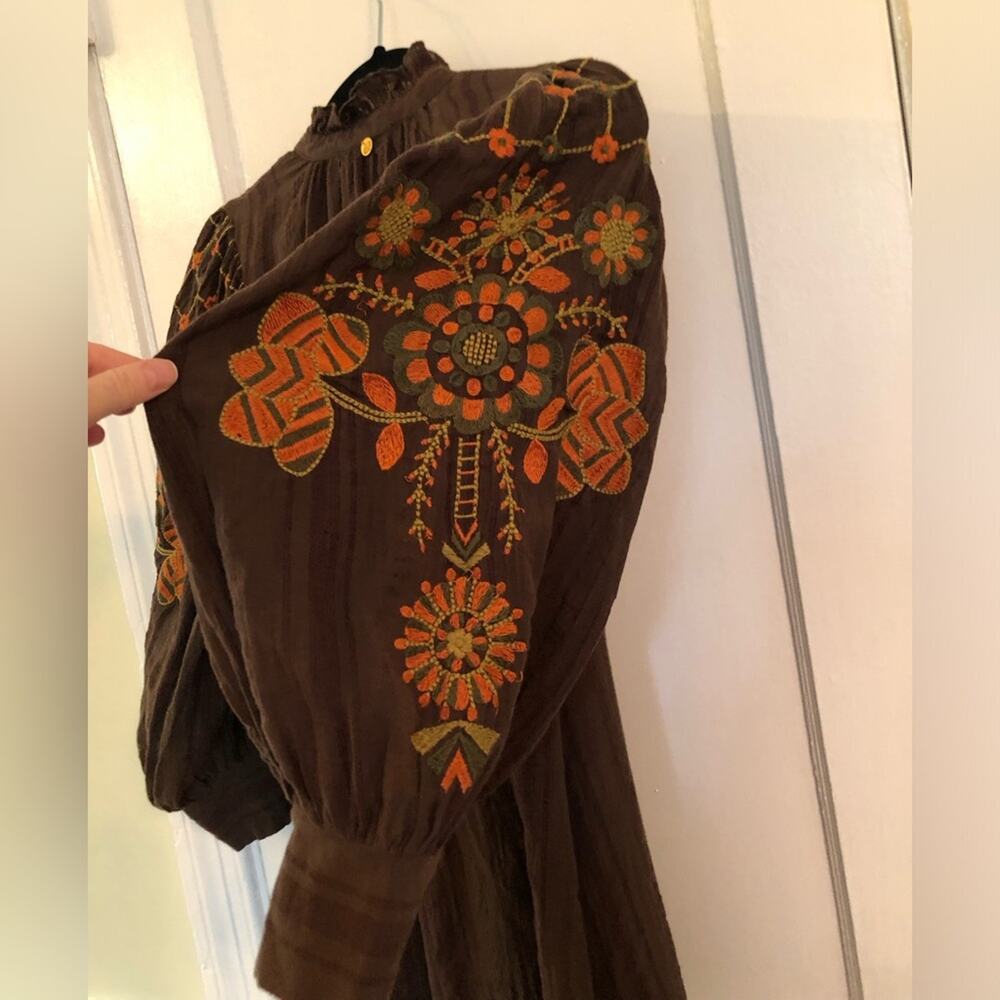 Antik Batik Chocolate Brown Embroidered Cami Mini Dress - Picture 13 of 13